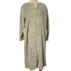 Vintage Oscar Dela Renta Full Zip Night Robe Maxi Mint Green Small/Medium